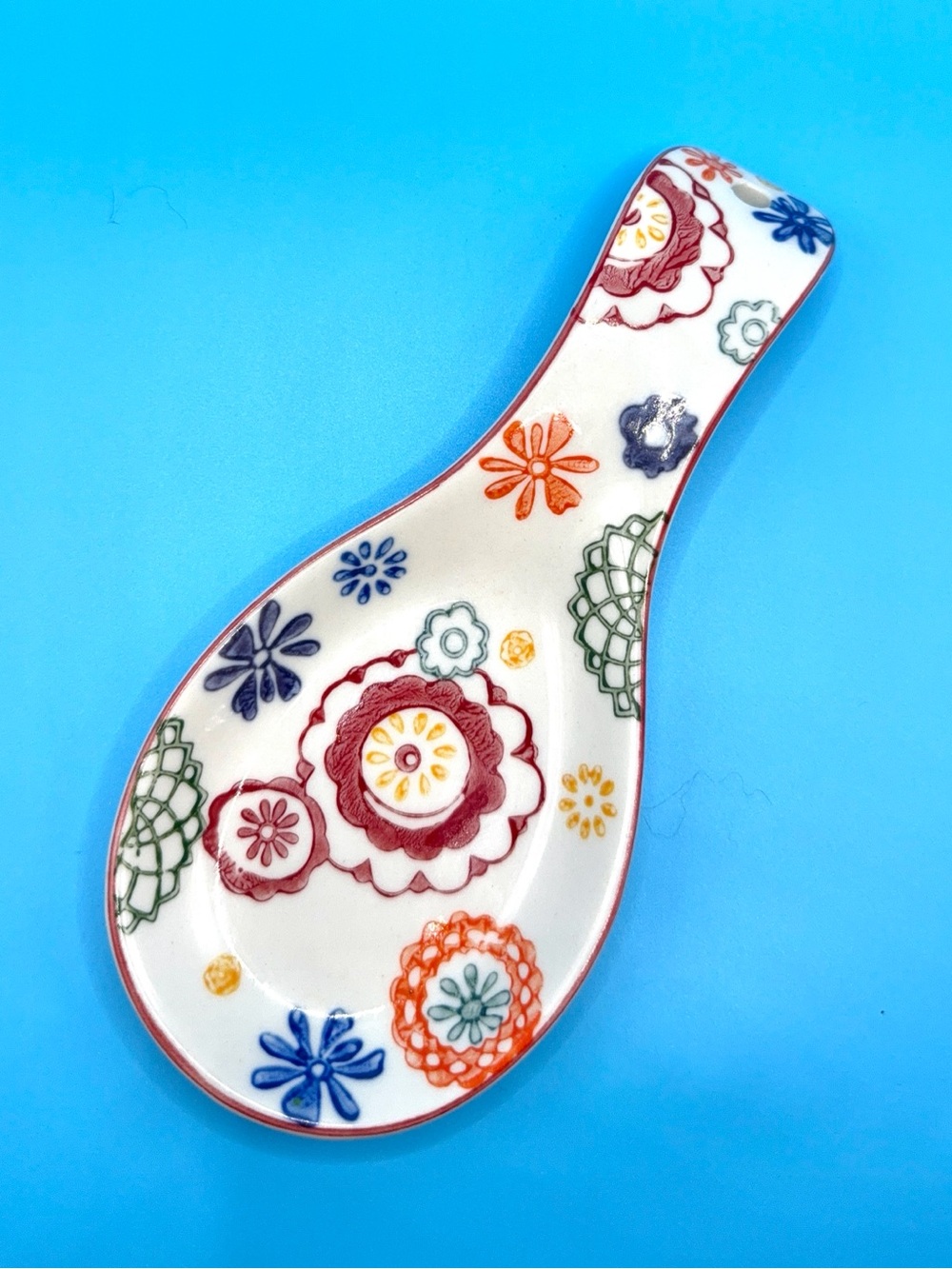 Pier 1 Imports Floral Ceramic Spoon Rest - Multicolor